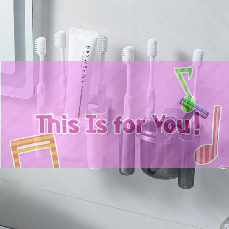 

【HMA】Wall-Mounted Toothbrush Holder Toothbrush Cup Small Self-Adhesive Storage Box For Home Bathroom Kitchen