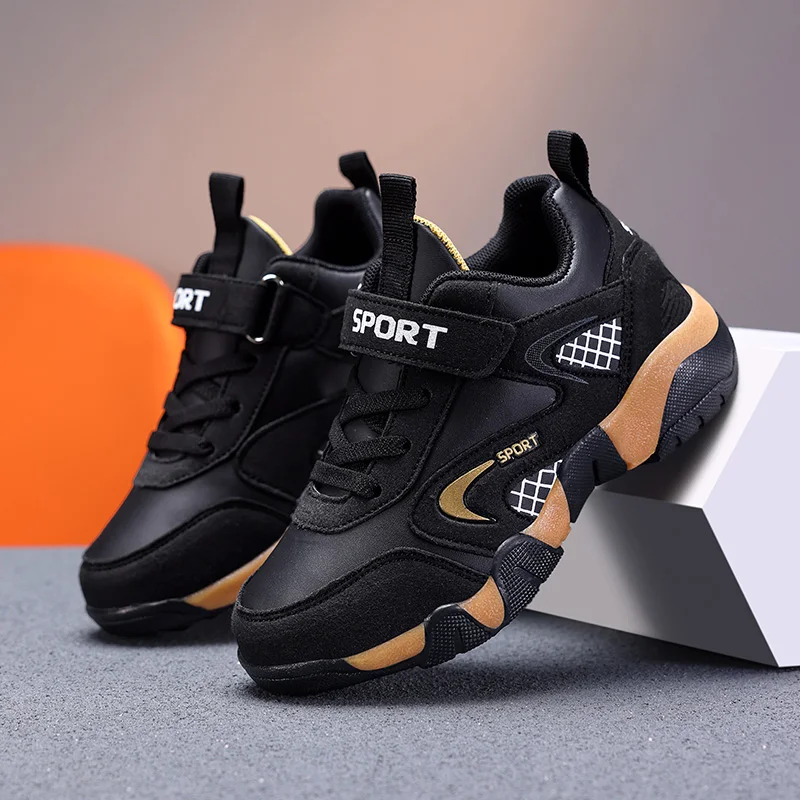 

Kids Fashion Sneakers Boys Tennis Shoes Comfortable Leather Running Shoes Lightweight Outdoor Children's Sports Walking Shoes