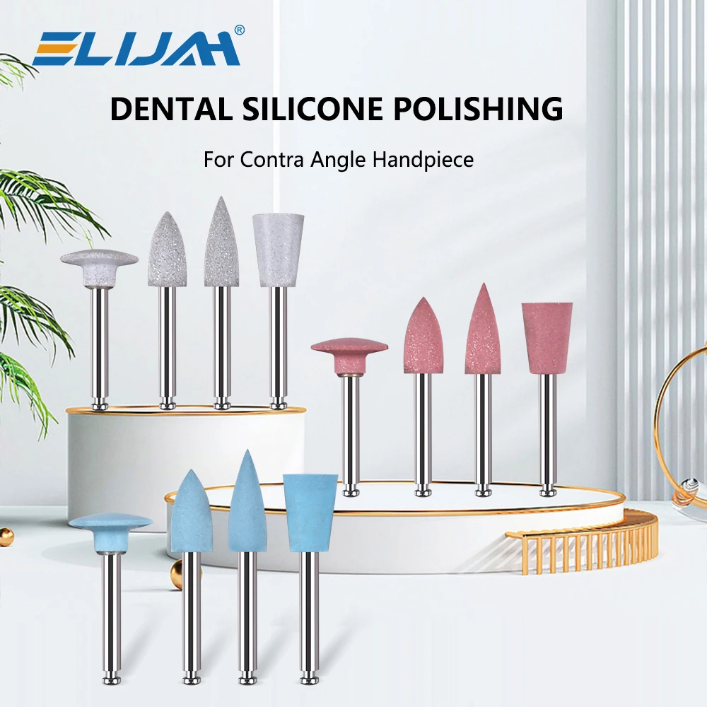 

ELIJAH Стоматологический полировщик 2,35 мм RA для низкоскоростных наконечников с силиконовыми полировальными резиновыми шлифовальными головками, комплект для полировки силикона