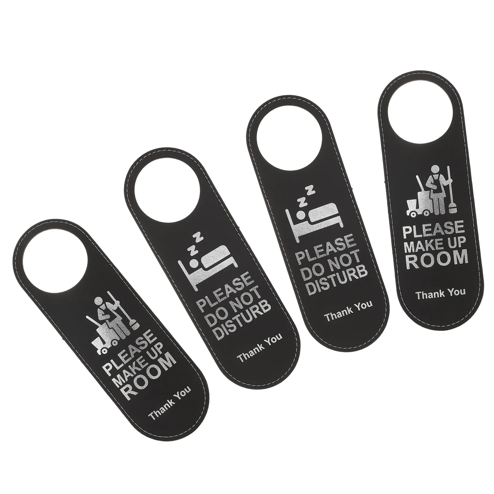 4pcs PU Door Knob Hanger with Do Not Disturb Sign for Hotel Room, Makeup Room & Home Use