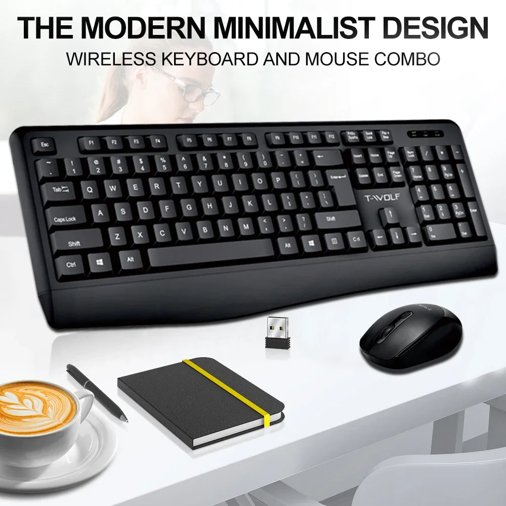 teclado sem fio e mouse grupo wifi suit chocolate punk key suporte one press to mute shopping 24g 01