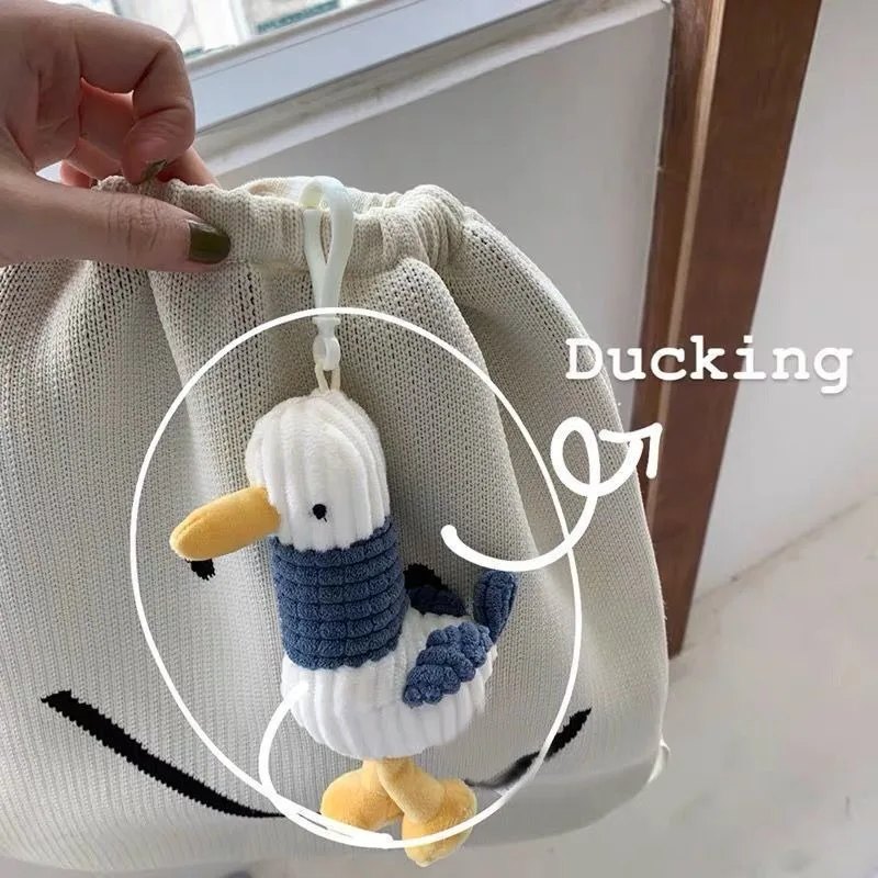 17cm Anime Stripe Duck Plush Keychian Kawaii Go Duck Soft Animal Cute Stuffed Toy Creative Birthday Party Gifts