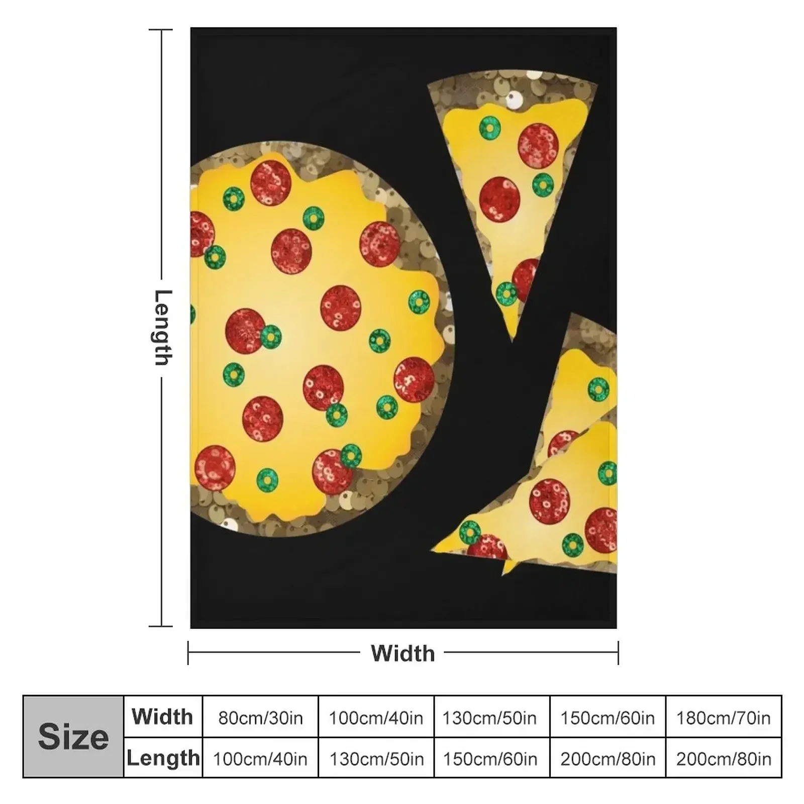 sequin print pizza Throw Blanket Sofa Throw Large bed plaid Custom warm for winter for winter Blankets