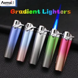 Metal Portable Mini Blue Flame Direct Spray Windproof Lighter With Cycle Inflation,High Aesthetic Value IgniterVisible AirWindow