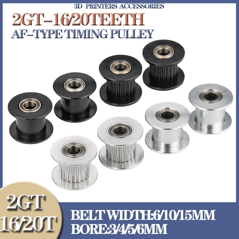 

GT2 Idler Timing Pulley 16-tooth 20-Teeth with 3mm or 5mm Bore with Bearings for 3D Printer Parts Timing Belt 6mm 10mm