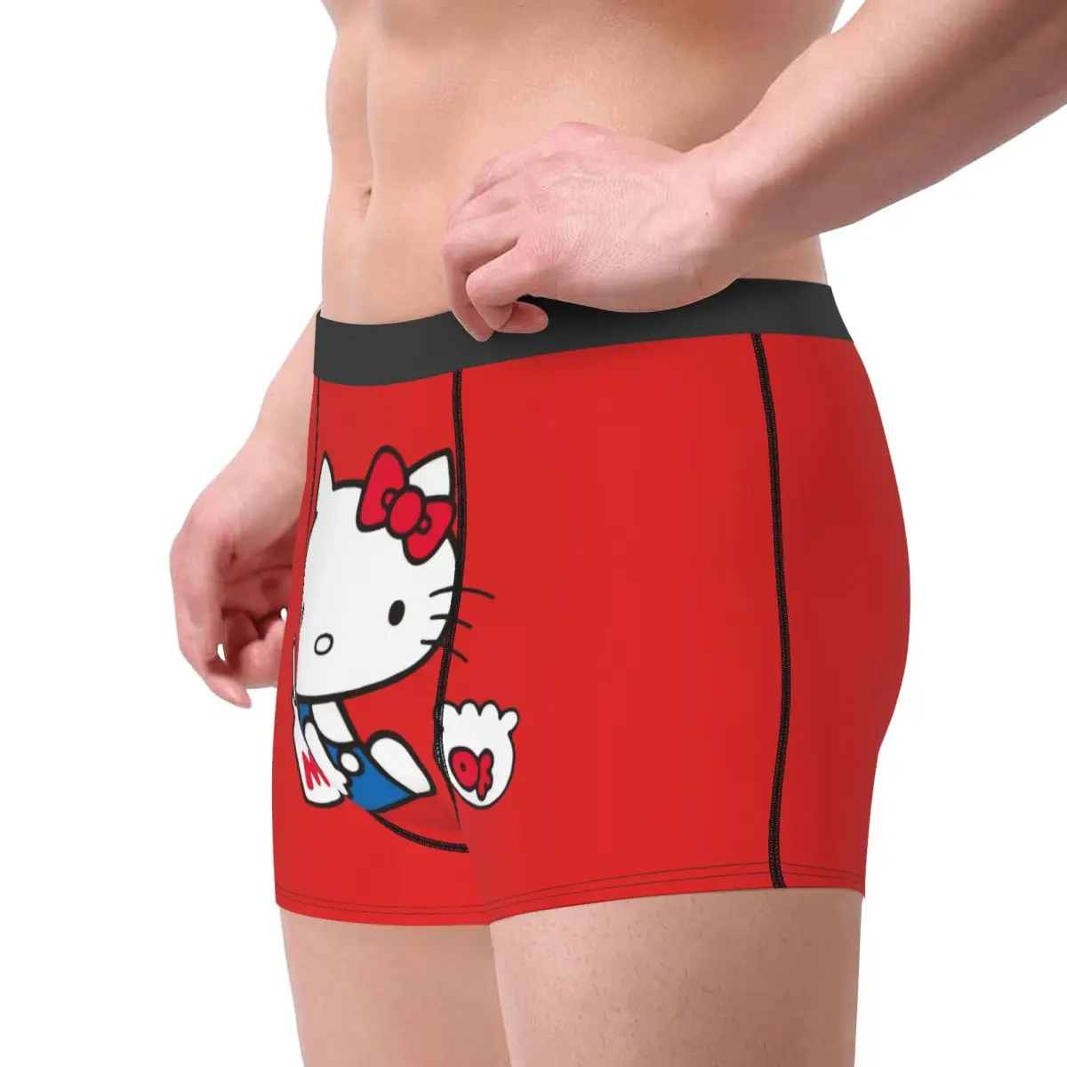 Pantaloncini boxer Hello Kitty personalizzati Slip da uomo Kawaii Cartoon Intimo Mutande divertenti