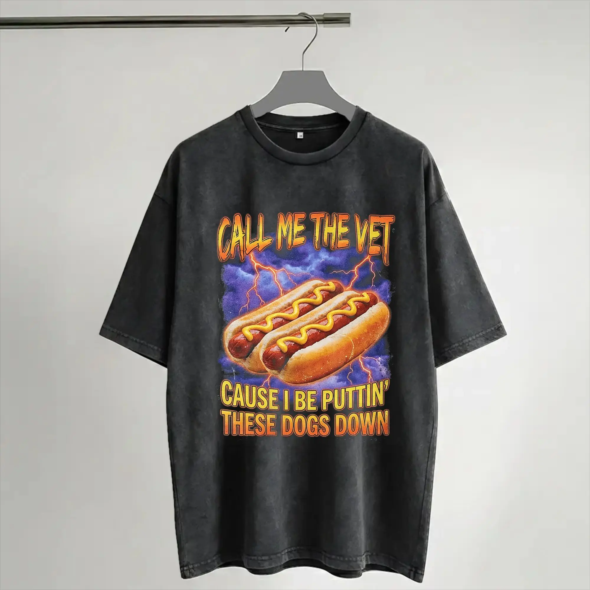 Harajuku Washed Shirts Call Me The Vet Hot Dog Funny Hard Hot Dog  Outfit Novelty T-Shirts Oversize  Streetwear
