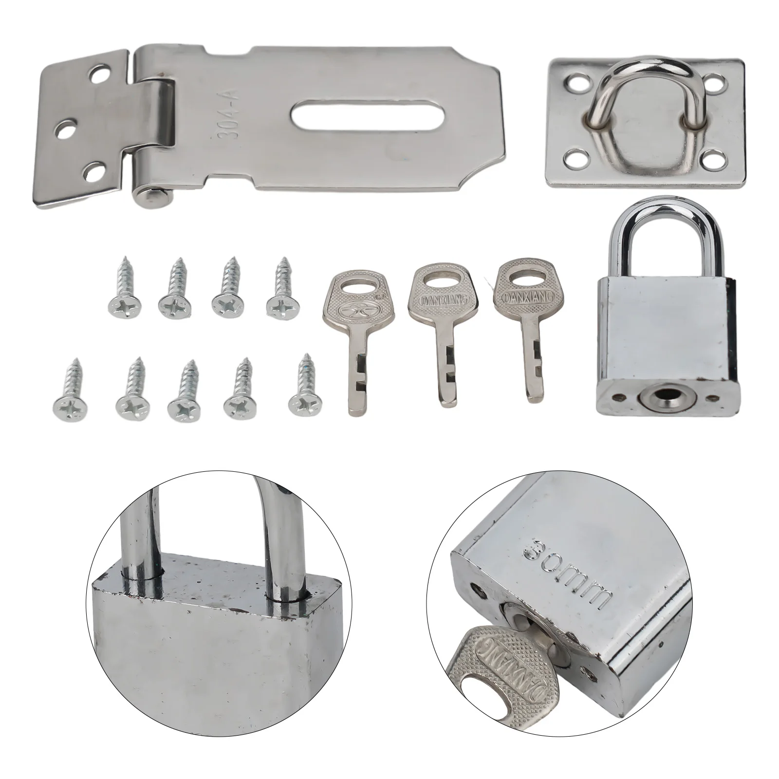 1Set Burglar-proof Household Door Clasp Lock Gate Bolt Shed Latch Padlock Hasp With 3pcs Keys For Drawers Lockers Tool Boxes