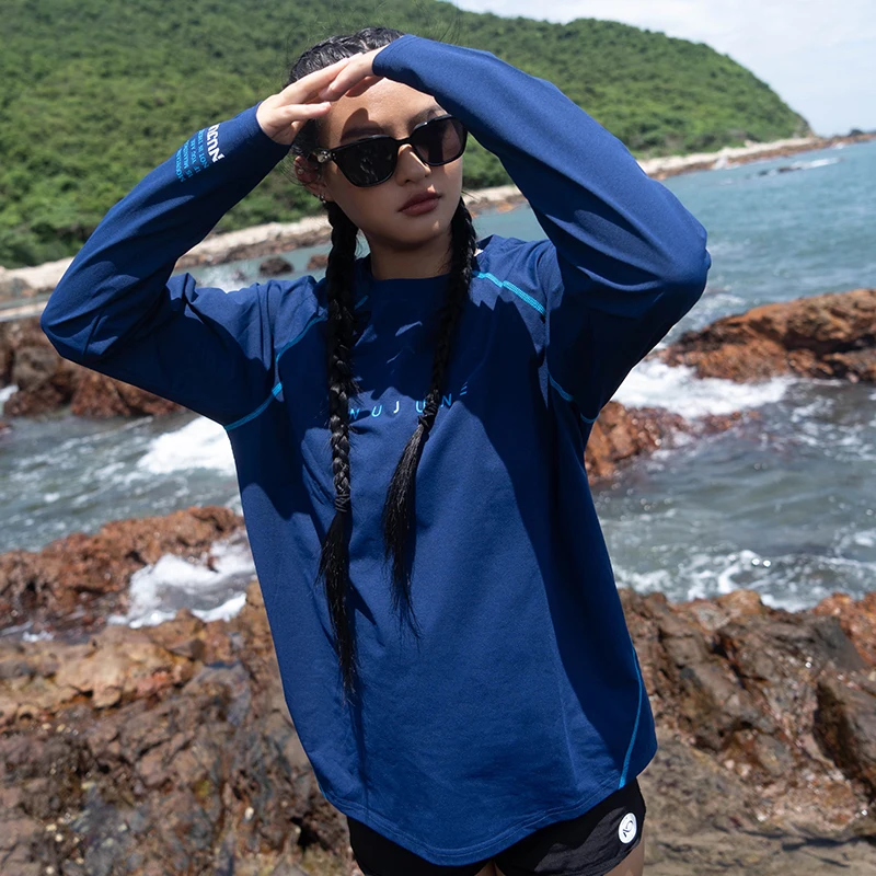 Nu-June Women Quick Dry T-shirt UPF50+ Running Breathable Long Sleeve Athletic T Shirts Unisex Surfing Gym Tops Beachwear
