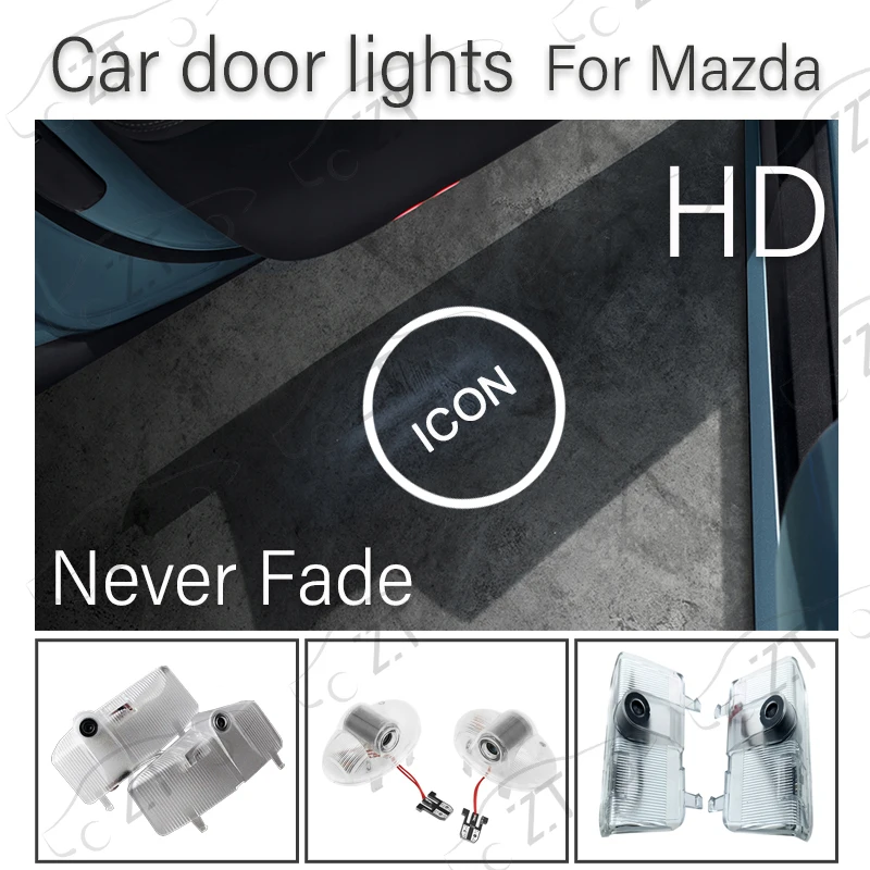 For Mazda 6 8 A8 MPV ATENZA CX-9 RX-8 RUIYI HD Glass Lens Car Door Light Laser Decor Projection Lamp Never Fade Car Accessories