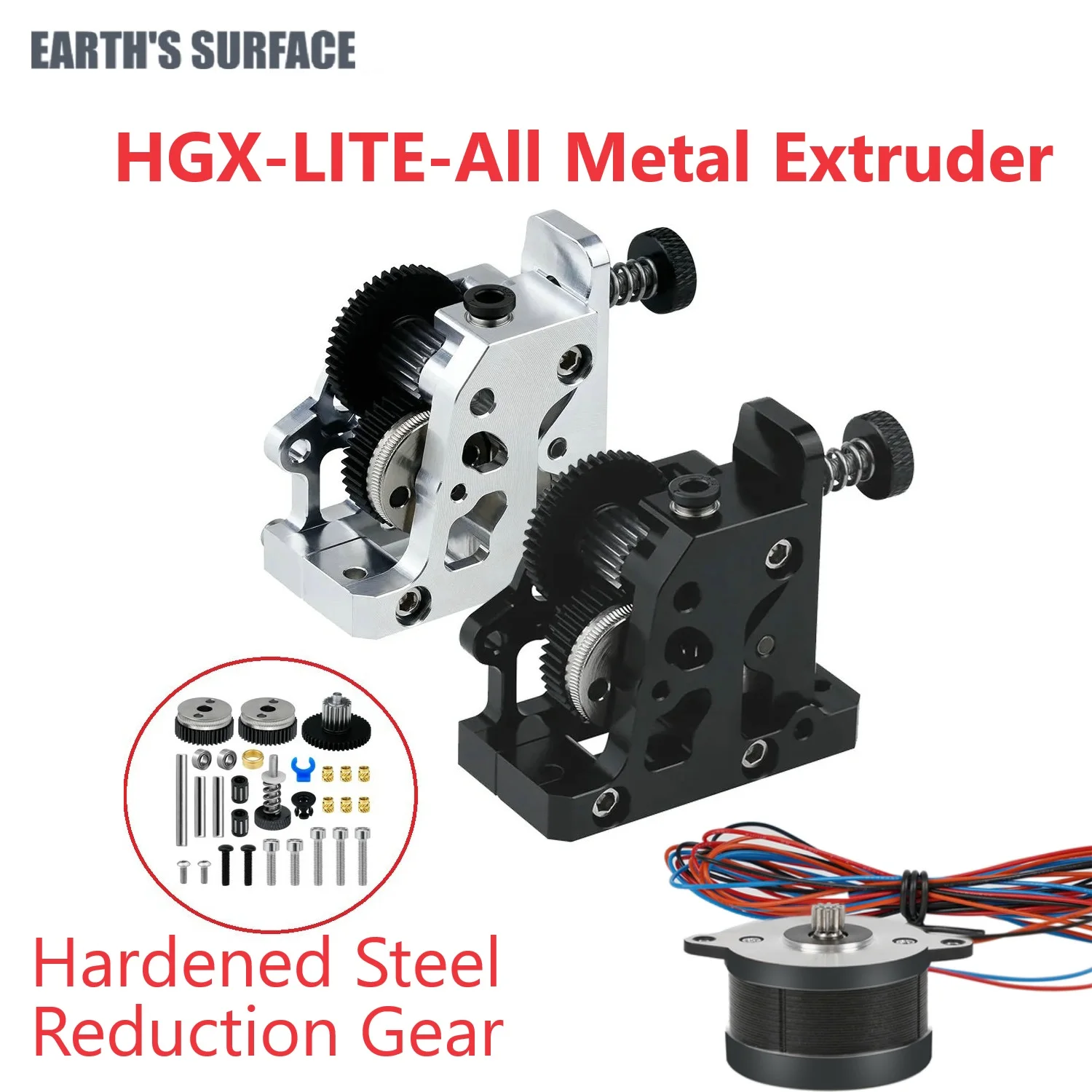 Piezas de impresora ES-3D hgx-lite, extrusora de engranajes de reducción de acero endurecido de Metal, PLA/TPU para Series CR-10/10S/Ender-3/3 V2