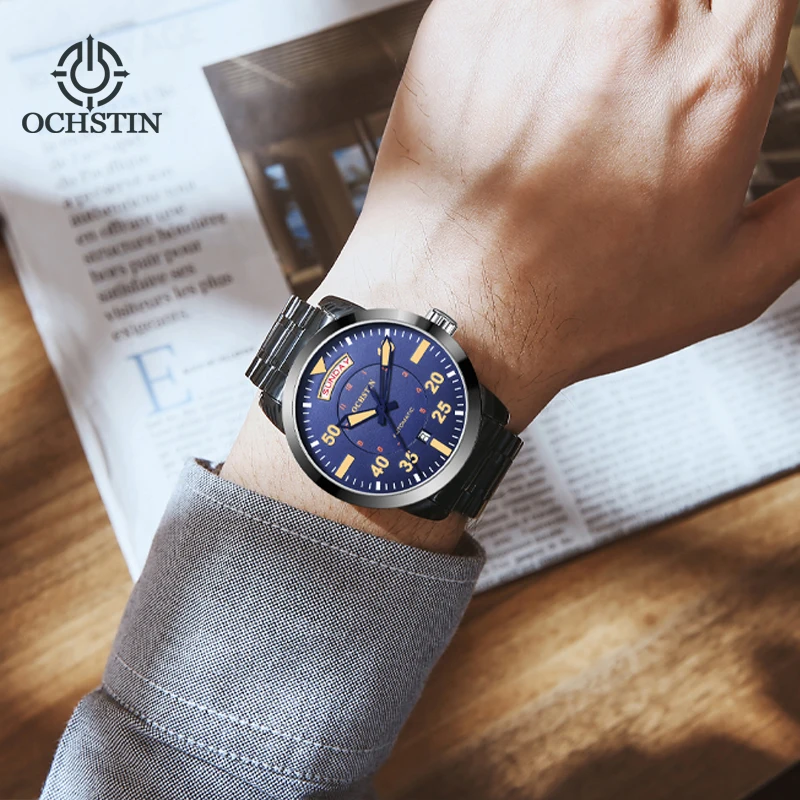 Ochstin new 2023 master series casual simple wind double calendar mechanical movement wrist watch men mechanical watch