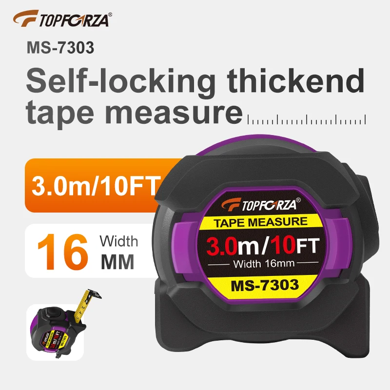 Tape Measure Automatic Lock High Precision Rubber Coated Shockproof Ft/m Scale 3/5M/7.5M for Construction Home DIY Cinta Metrica