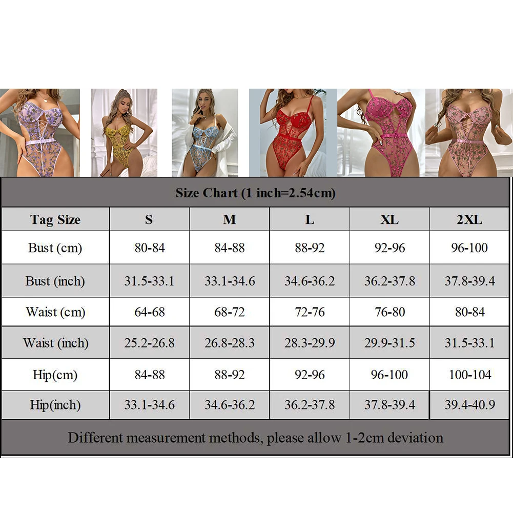 女性ボディスーツファム花刺繍レースレースアップファンシーボディスーツ適度な弾性ポリエステルセクシーなランジェリー