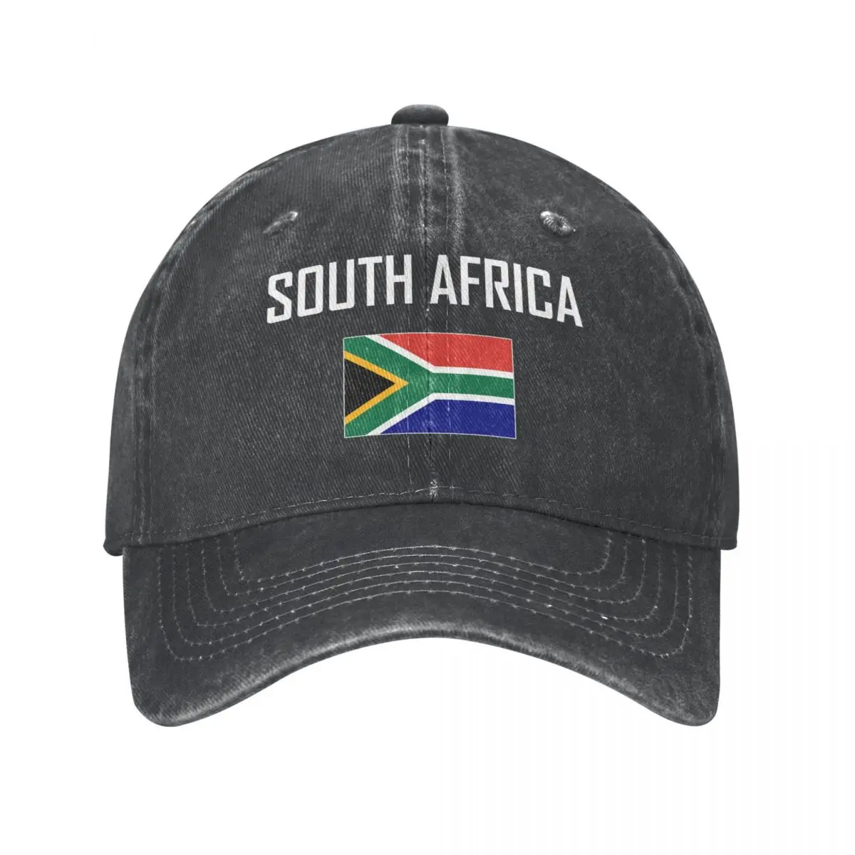 

Men Baseball Cap SOUTH AFRICA Flag And Font Charcoal Washed Denim Classic Vintage Cotton Dad Trucker Hat Unisex Adult