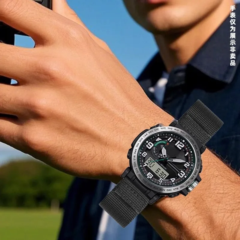 Для Casio PRG-600YB PRW-6600 PRG-650 Panerai Спорт на открытом воздухе Нейлоновая паста Ремешок для часов Мужской парусиновый ремешок для часов 24 мм зеленый браслет