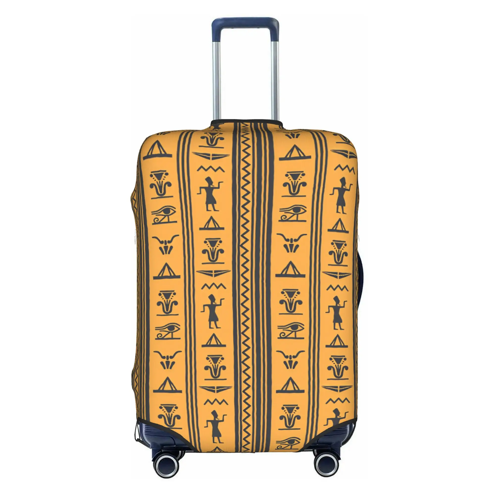 Egyptian Ankh Pyramids Luggage Cover Protector Funny Hieroglyphs Eye of Horus Travel Suitcase Covers for 18-32 Inch