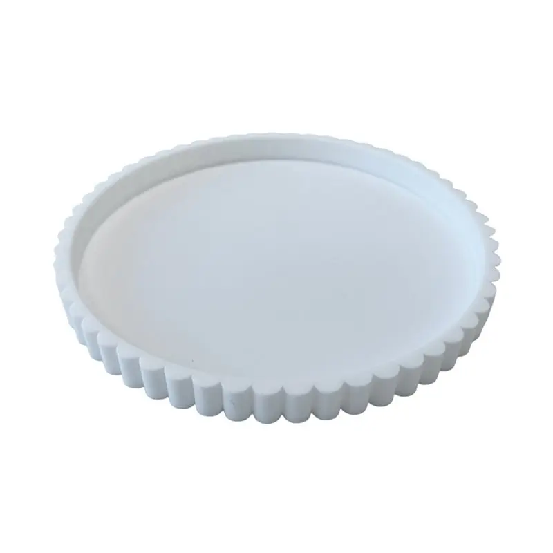 KYCOR-Silicone Vanity Organizer 12 Inch Round Scalloped Waterproof Non-Slip Trays For Bathroom Kitchen Countertop Storage White