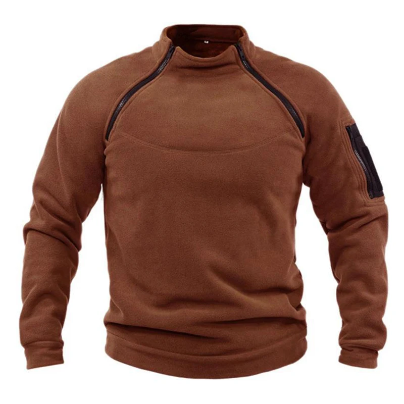 Autumn Winter Mens Sports Warm Sweatshirts Men Retro Stand Collar Tactical Zipper Jackets Men Climbing Windbreaker Hoodies Coats