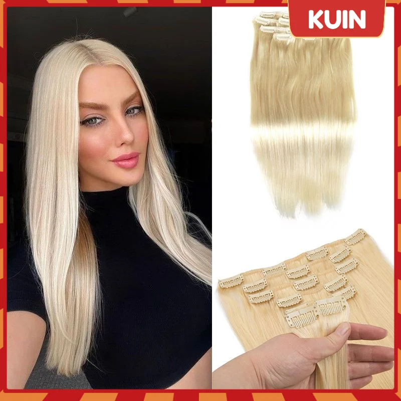 Clip en extensiones de cabello de cabeza completa, cabello humano liso 100% Natural, Clips brasileños Remy, extensión de cabello para salón de mujeres, 7 piezas por juego