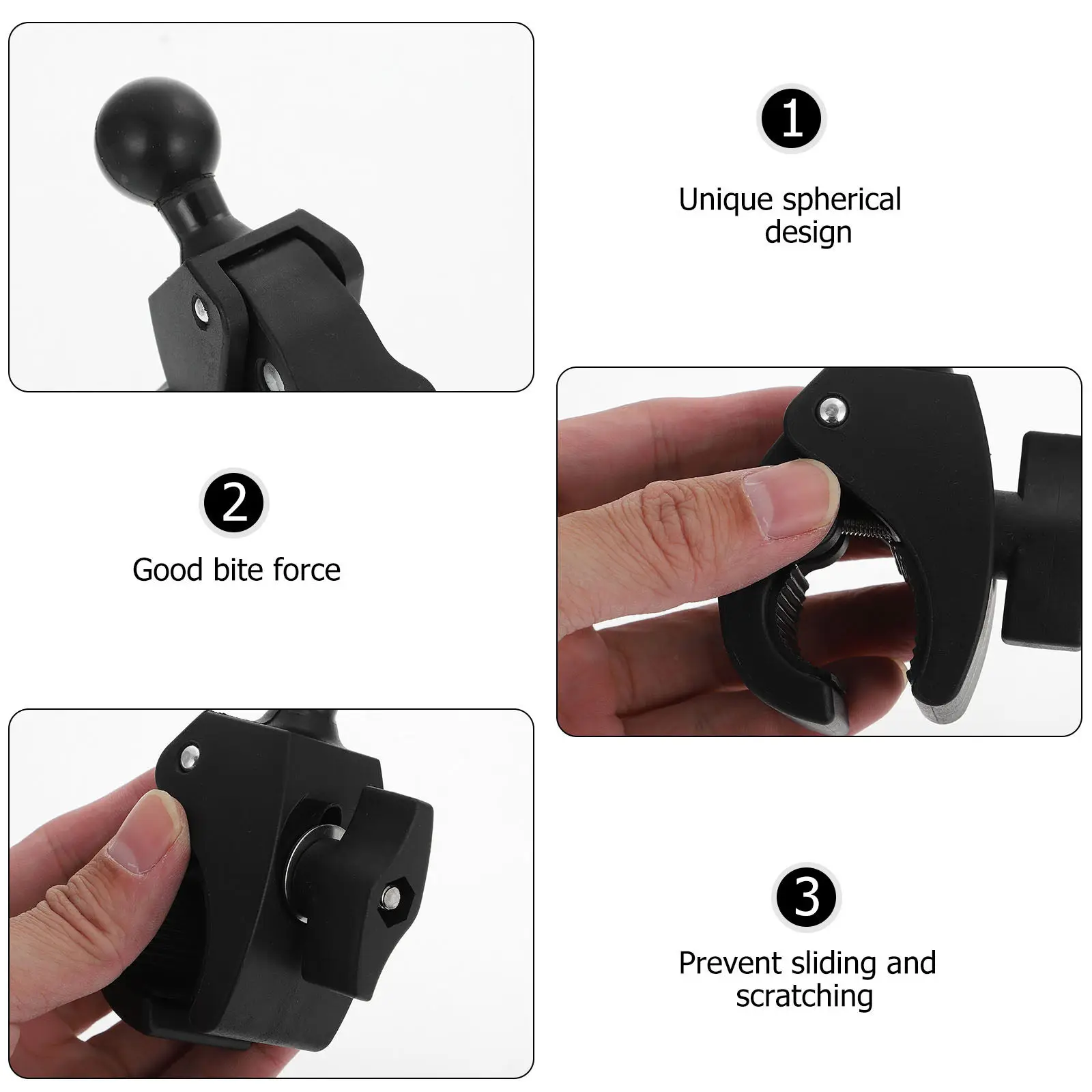 Motorcycle Phone Holder with Quick Release, Adjustable Spherical Design for Handlebar, Durable Plastic Base