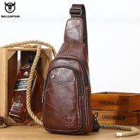 Genuine Leather Chest Bag Men Travel Crossbody Bag Business Black Chest Pack Casual Sling Bag Male Shoulder Messenger Bag