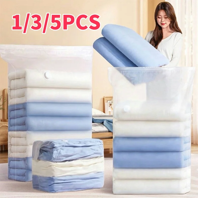 【セール中】真空保存袋ポンプ不要衣類ブランケットを保管するための大型プラスチック保存袋圧縮空袋旅行アクセサリー