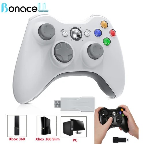 Imagen 1 del producto Para Xbox 360/Slim/Elite/Winodow Videojuego Gamepad inalámbrico/con cable 2,4G controlador de juegos PC Joystick de 6 ejes doble vibración