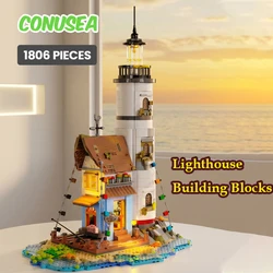 Micro Building Block Lighthouse Blocks Seaside Cottage Architecture Model Puzzle Assembling Bricks Toys Children Kids boys girls