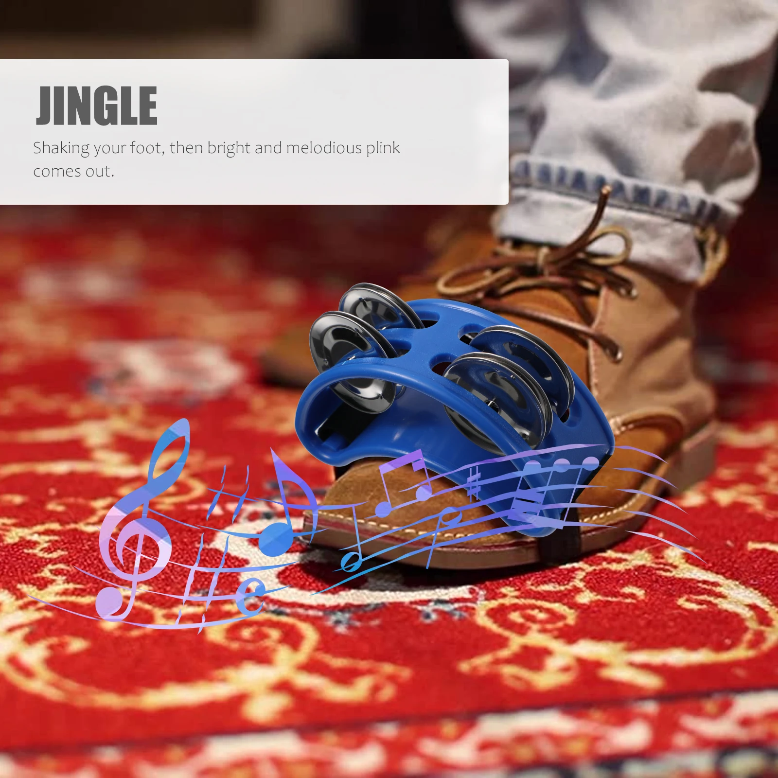

2pcs Foot Tambourine Toy Blue Toddler Musical Instruments Kids Rhythm Education Baby Drum Percussion Jingle Bells ABS Plastic