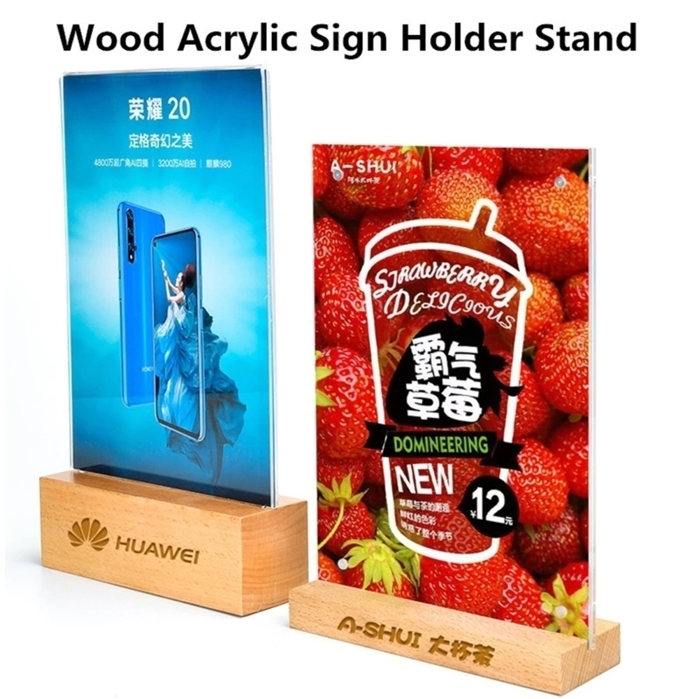 A5 Clear Heavy Duty Acrylic Sign Holder Picture Frame for Paper Restaurant Table Menu Card Display Stand