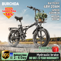 BURCHDA R8PRO foldable electric bike 1000W, 48V and 20Ah，20 inches,4.0 Obesity，basket suitable for beaches and mountainous areas