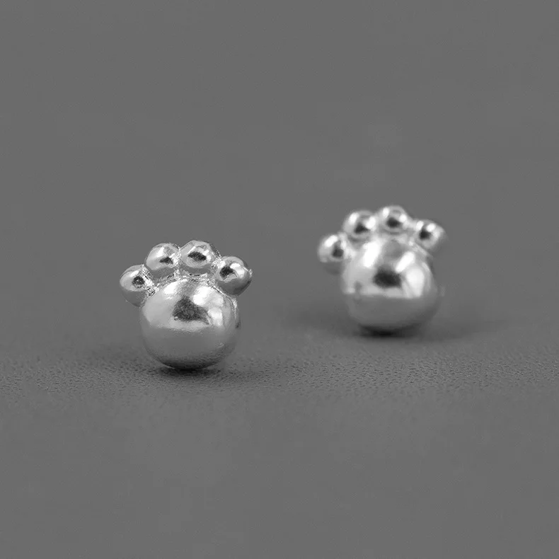 Miracle Sterling Silver 925 Original Design My Little Feet Fun Adorable Cat Paw Shape Cultural Relic Replica Earrings For Gift