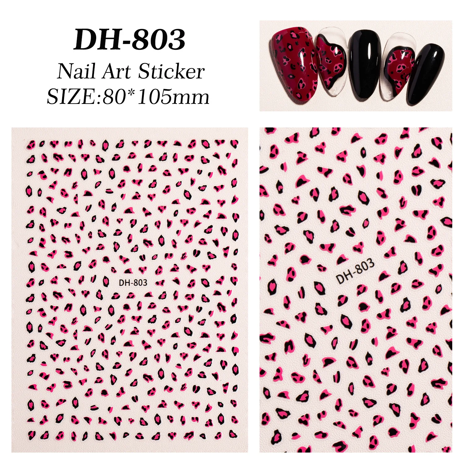 Autocollants pour ongles imprimés léopard, 3 pièces, autocollants 5D auto-adhésifs pour ongles, nœud léopard, décalcomanies françaises pour Nail Art