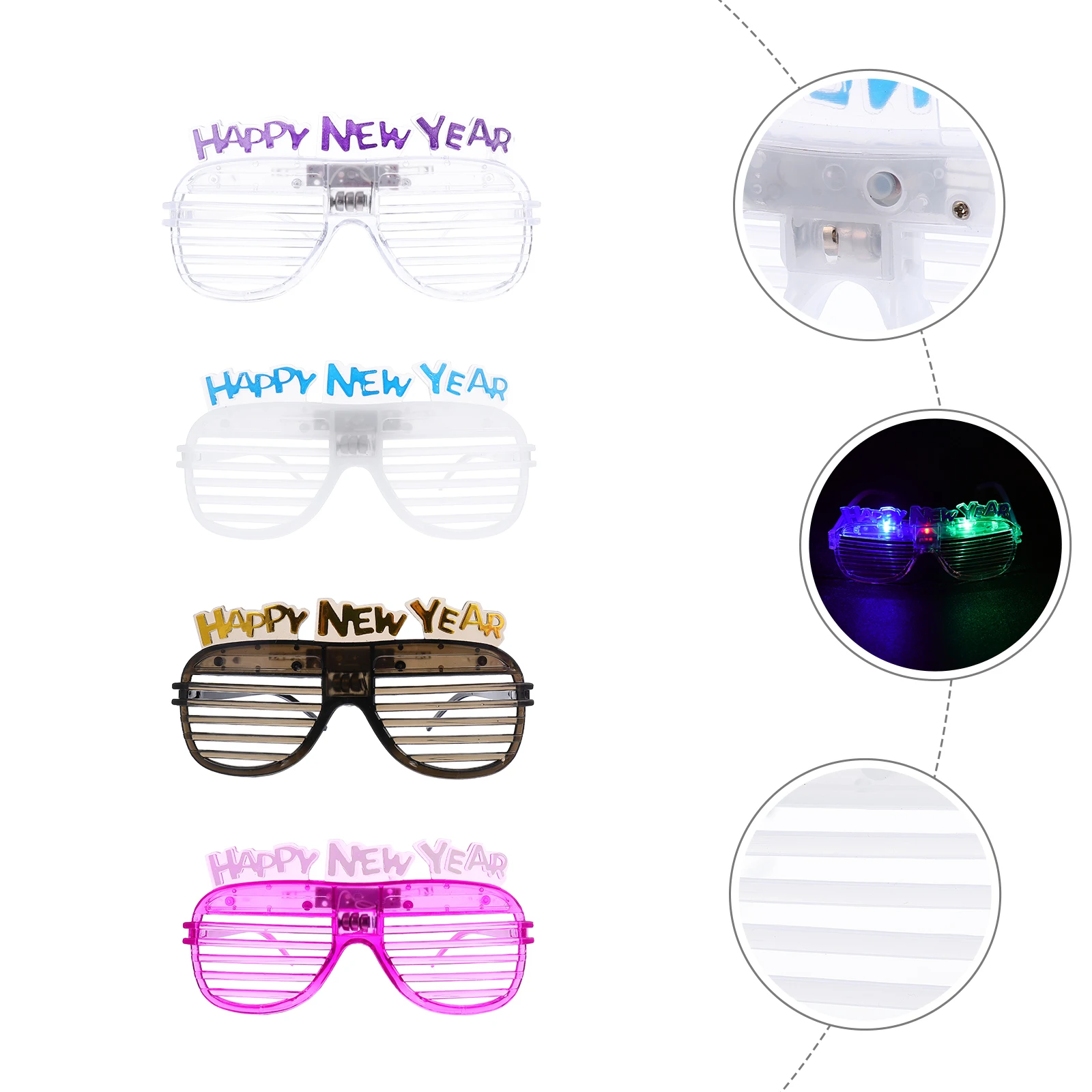 

4Pcs Glowing Glasses LED Light Decor Comfortable New Year Eyewear Funny Party Accessories Lightweight Fashion