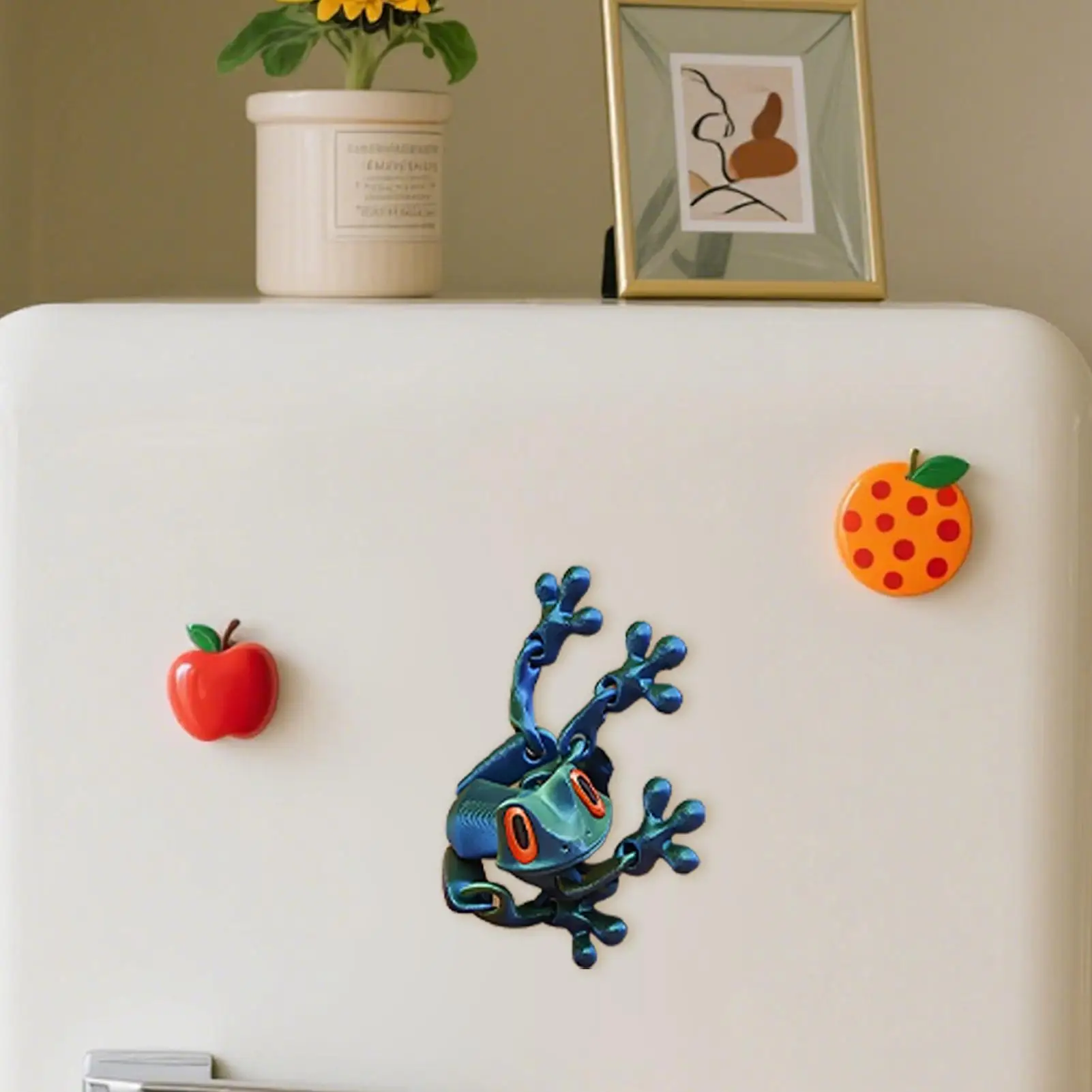Niedliche Tierfiguren, 3D-gedruckter beweglicher Frosch mit beweglichem Gelenk für Klassenzimmertür, Kühlschrankmagnete, Ornamente