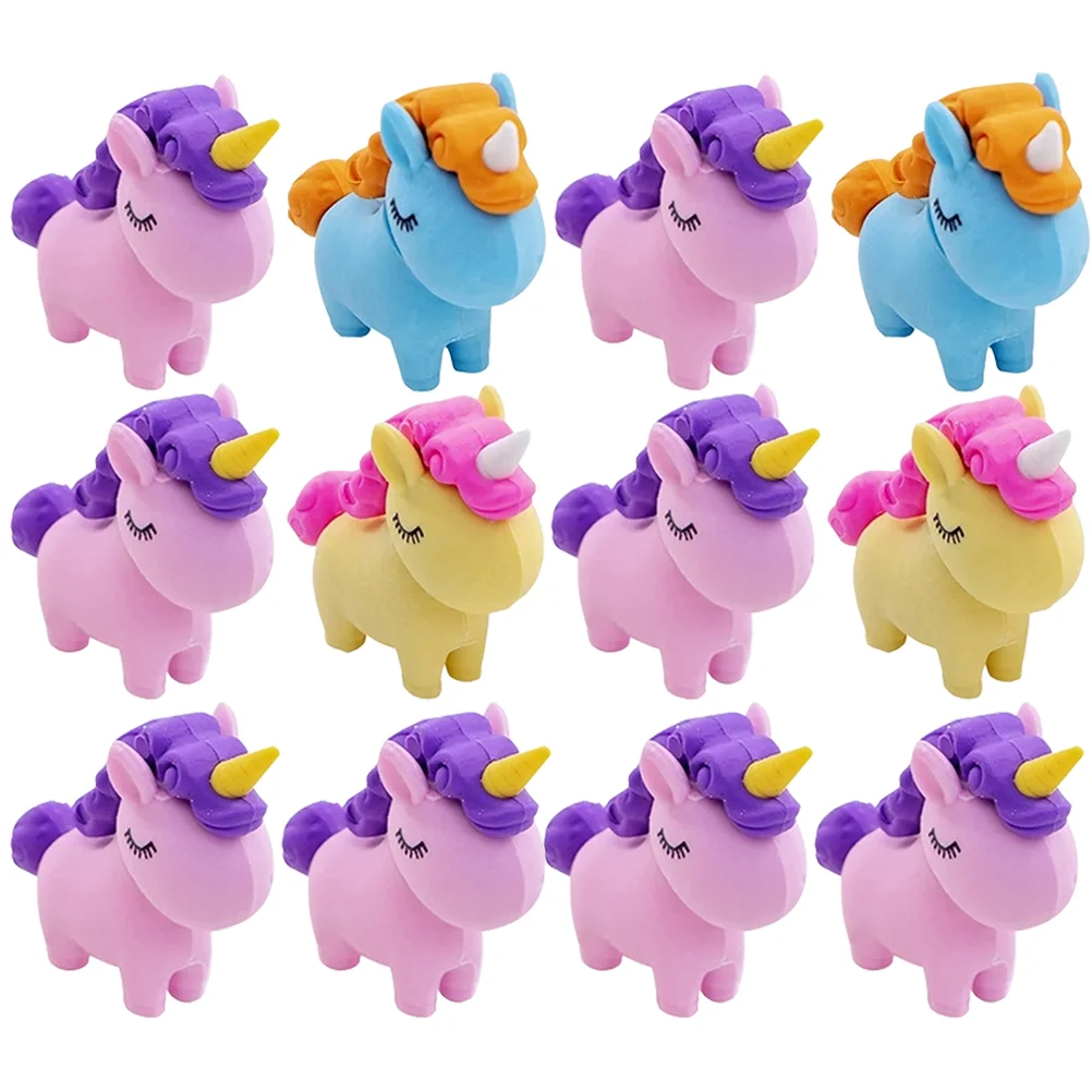 

12 Pcs Bulk Toys Eraser Erasers Prize Unicorn Rubbers Cute for Girls Smelly Student