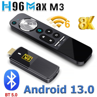 H96 Max M3 Smart TV Stick 8K WIFI6 for IOS Android 13 HDMI-compatible TV Box 2.4G Decoder Google Voice Bluetooth Media Player