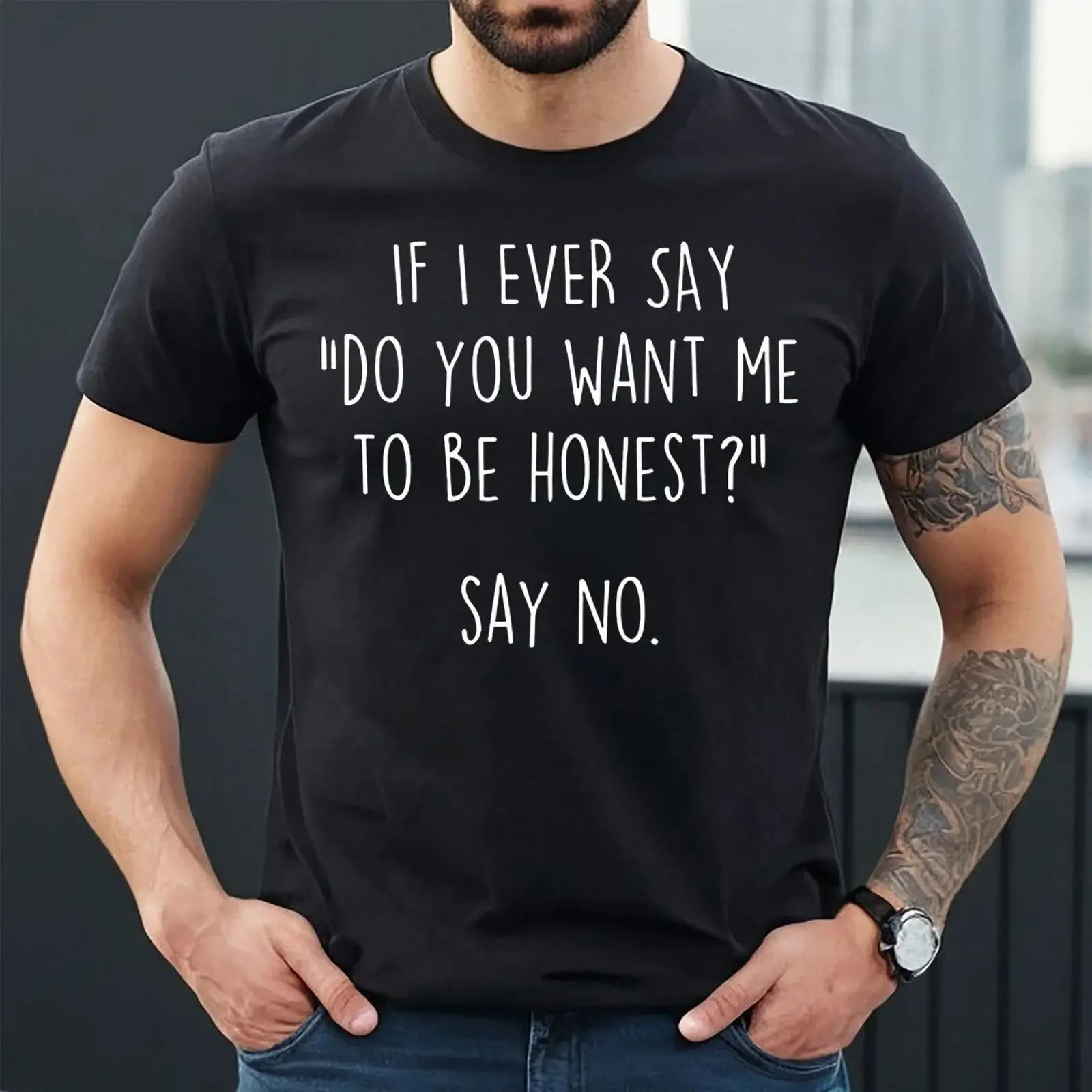 IF I EVER SAY LUSTIGER BRIEF SPRUCH HERREN FREIZEIT WITZ T SHIRT vintage Washed Unisex Soft Breathable fashion Versatile
