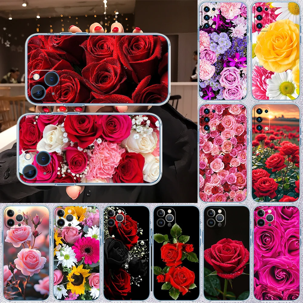 UN5 Beautiful Roses Flower Transparent Phone Case for Motorola Moto Edge 20 30 40 50 S30 Fusion Ultra Pro Neo Lite + G200 G23
