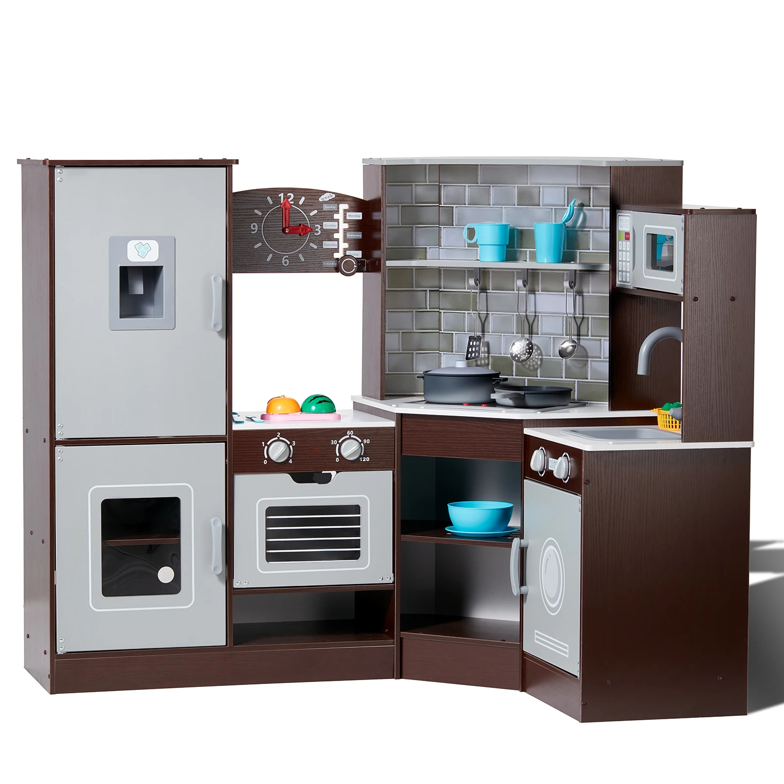 SucceBuy-Juego de juguetes de cocina para niños, accesorios de utensilios de cocina con máquina de hielo, juguetes para niños, regalos de cumpleaños para niñas en edad preescolar
