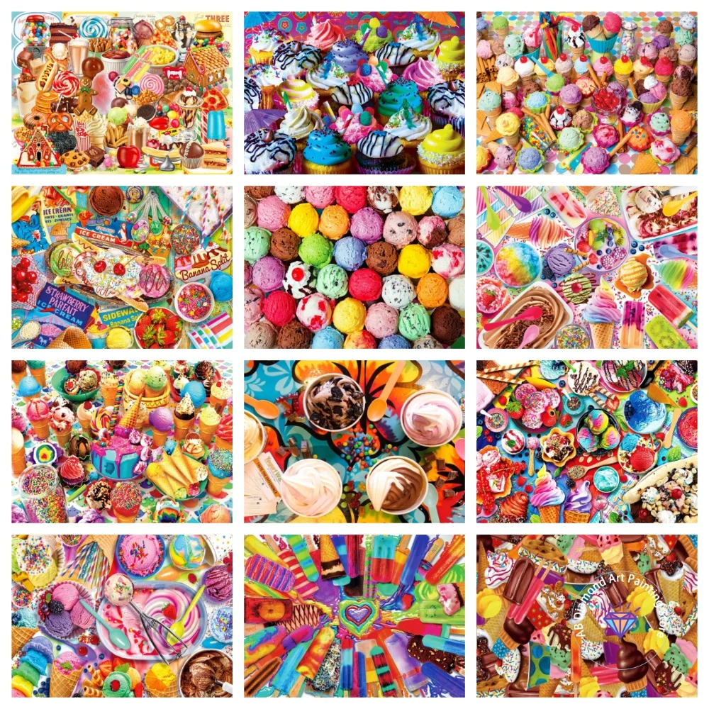 

New Ice Cream Dessert AB Diamond Painting Kit Square Round Diamond 5D DIY Mosaic Handmade Art Adult Exquisite Gift Home Decor