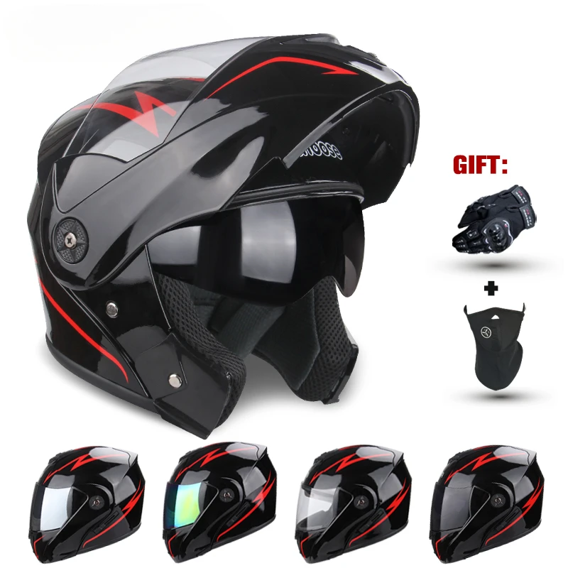 

Certification Motorcycle Helmet Double Lens Cross Section Helmet Safety Modular Flip Helm Unisex Helmet With Visor