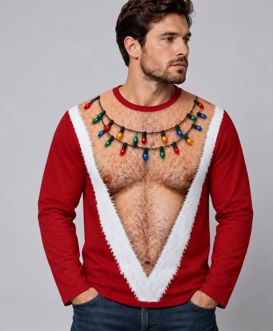 Merry Christmas 3D Printed Christmas T-shirt Fun Pectoral Muscle Print Men's T-shirt for Streetwear, Party Cosplay Clothing Y2k