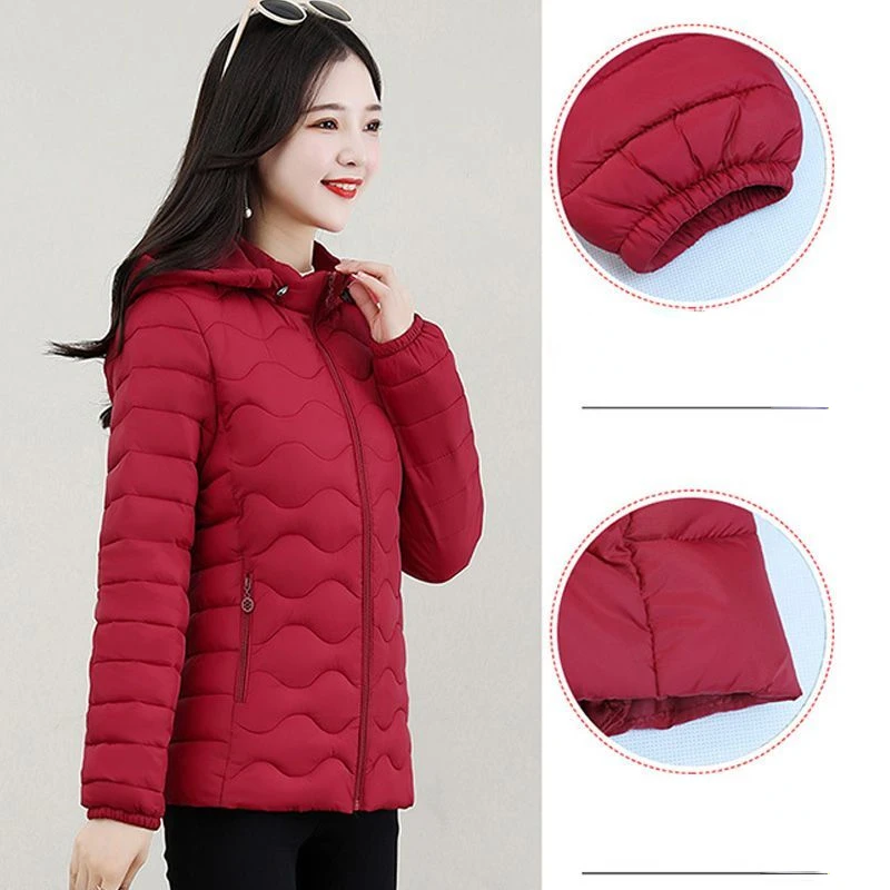 Winter Women Parkas Comfort Casual Jacket Fashiona Hooded Cotton Coat for Female Slim Fit Warm Outerwear Mother\'s Short Overcoat