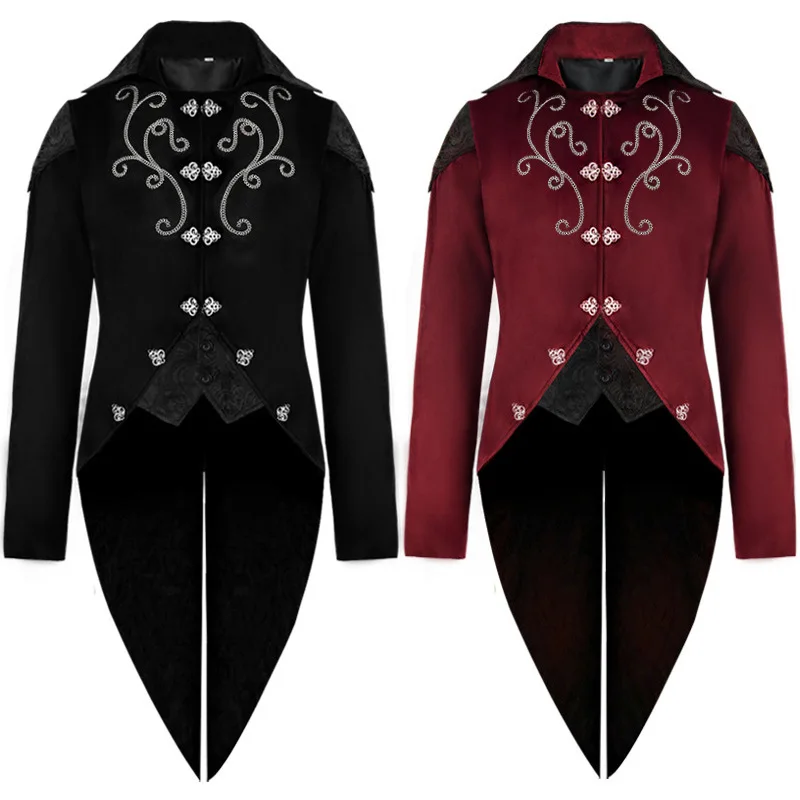 

2025 New loween Tailcoat Men's Punk Sle Long Coat Medieval Retro Costume Chinese Production Summer ting
