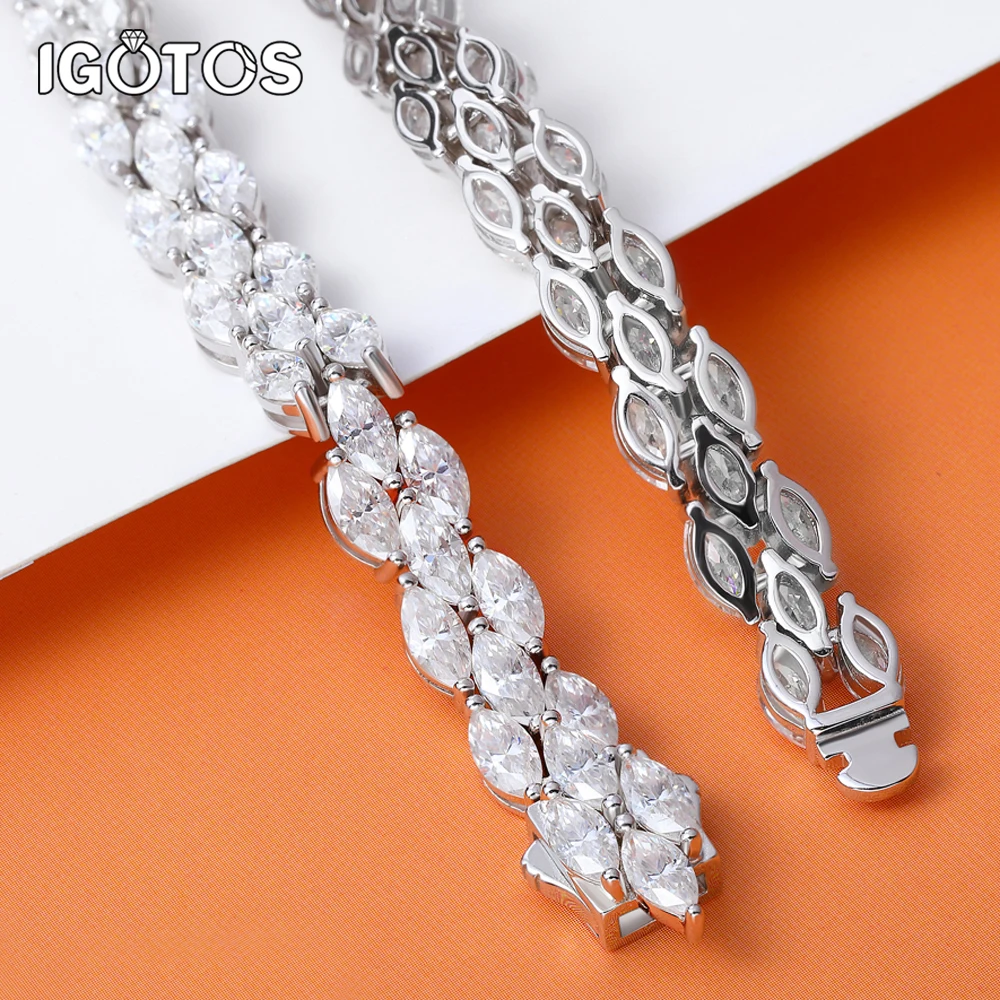 

IGOTOS 3*6mm 0.3ct Marquise Cut Moissanite Tennis Bracelet for Women 925 Sterling Silver Jewelry Bridal Wedding Party Gift
