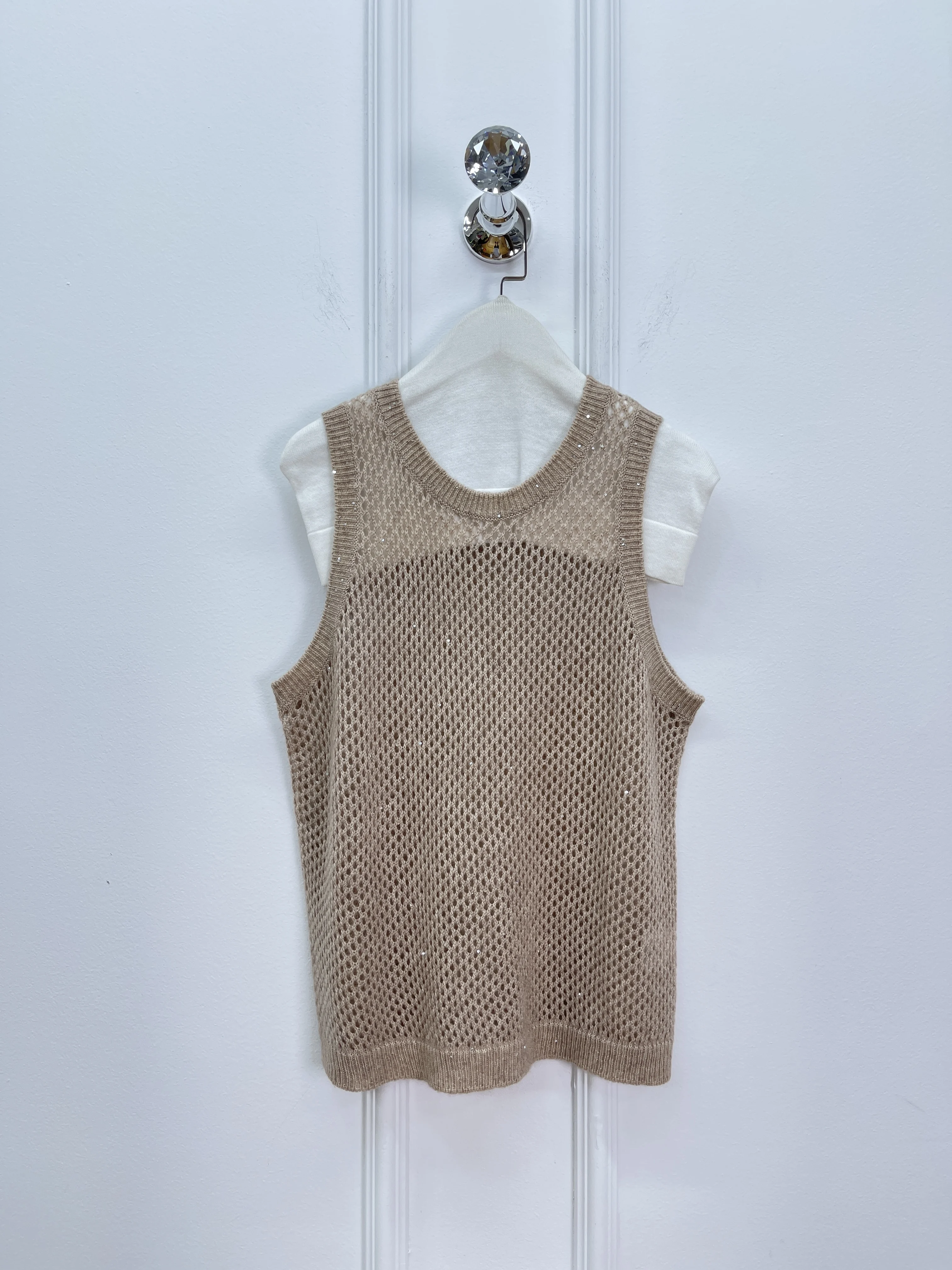 Spring And Summer New High Quality Fashion Casual Sequin Yarn Hollow Knitted Vest