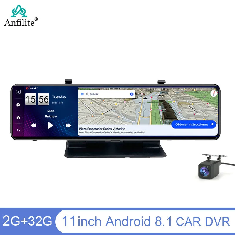 

11" Triple Screen Dash Cam Car Stream Media Rearview Mirror Android 4G Car DVR Camera WiFi GPS Dual Lens HD Auto Video Recorder