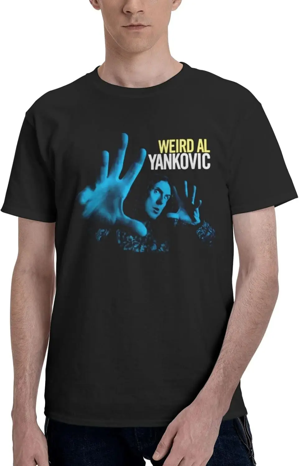 Weird Music Al Yankovic Shirt Men's Cotton Short Sleeve Printed T Shirt Casual T-Shirts Crew Neck Tee Shirt Tops Black